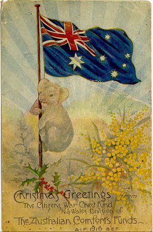Postal navideña australiana de 1916.