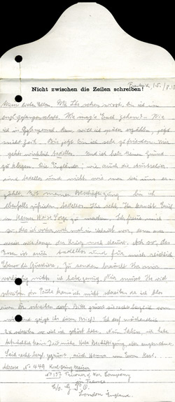 1918. Carta de prisionero de guerra. Panfleto inglés.