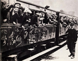 A transport of French soldiers on August, 8, 1914