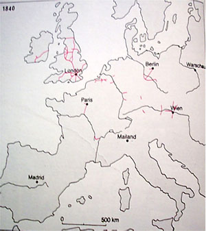 The Railway Network in Europe in 1840