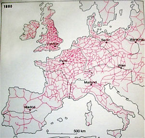 The Railway Network in Europe in 1880
